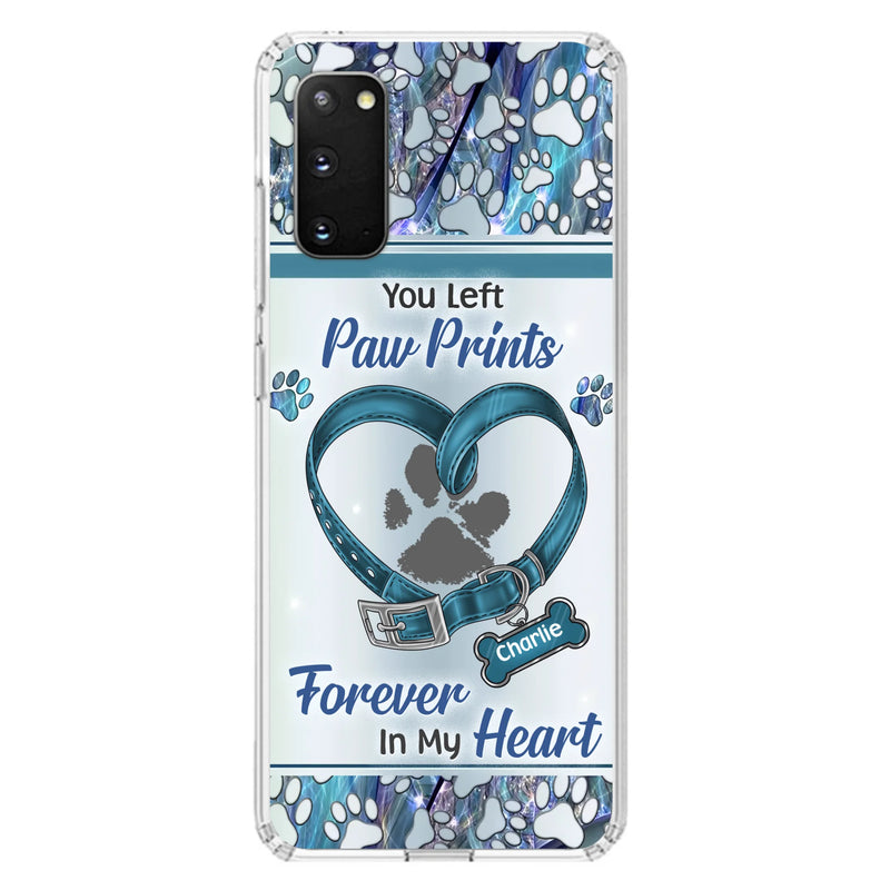 Custom Personalized Memorial Dog Collar Phone Case - Memorial Gift Idea For Dog Lover - You Left Paw Prints Forever In My Heart - Case for iPhone/ Samsung
