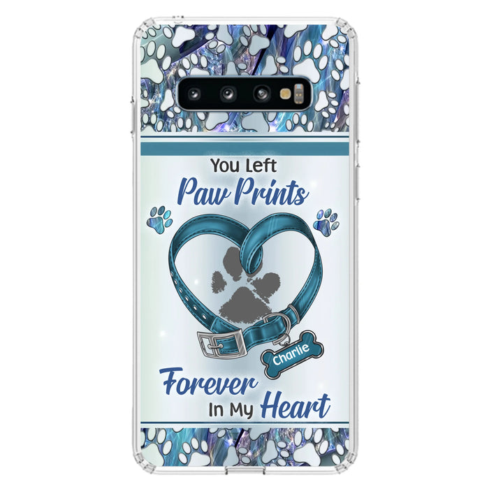 Custom Personalized Memorial Dog Collar Phone Case - Memorial Gift Idea For Dog Lover - You Left Paw Prints Forever In My Heart - Case for iPhone/ Samsung