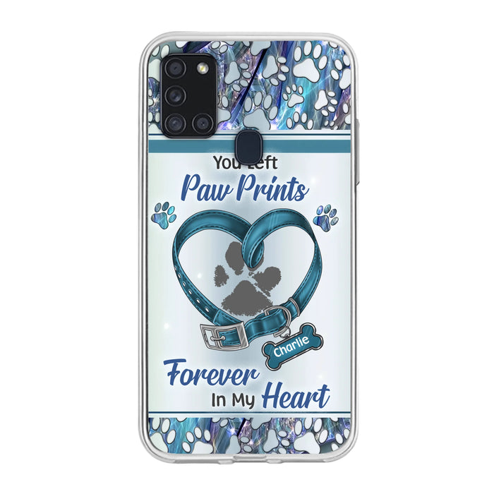 Custom Personalized Memorial Dog Collar Phone Case - Memorial Gift Idea For Dog Lover - You Left Paw Prints Forever In My Heart - Case for iPhone/ Samsung