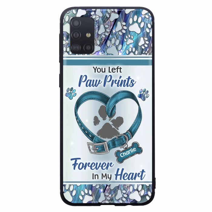 Custom Personalized Memorial Dog Collar Phone Case - Memorial Gift Idea For Dog Lover - You Left Paw Prints Forever In My Heart - Case for iPhone/ Samsung