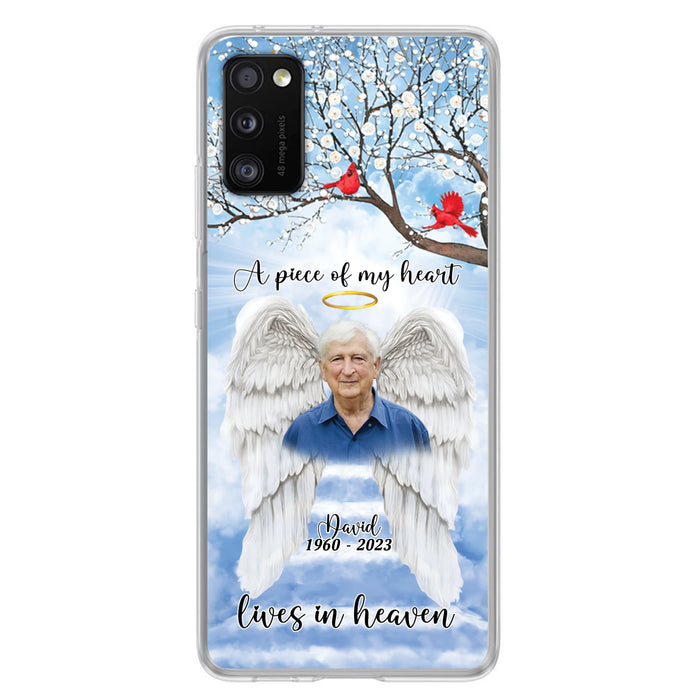 Custom Personalized Memorial Wings Upload Photo Phone Case - Memorial Gift Idea - A Piece Of My Heart Lives In Heaven