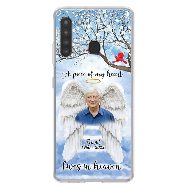 Custom Personalized Memorial Wings Upload Photo Phone Case - Memorial Gift Idea - A Piece Of My Heart Lives In Heaven