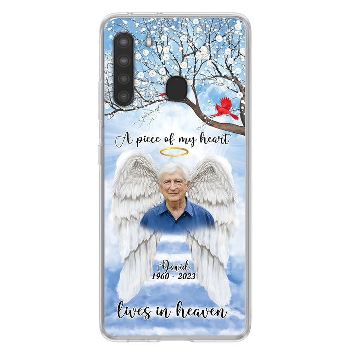 Custom Personalized Memorial Wings Upload Photo Phone Case - Memorial Gift Idea - A Piece Of My Heart Lives In Heaven