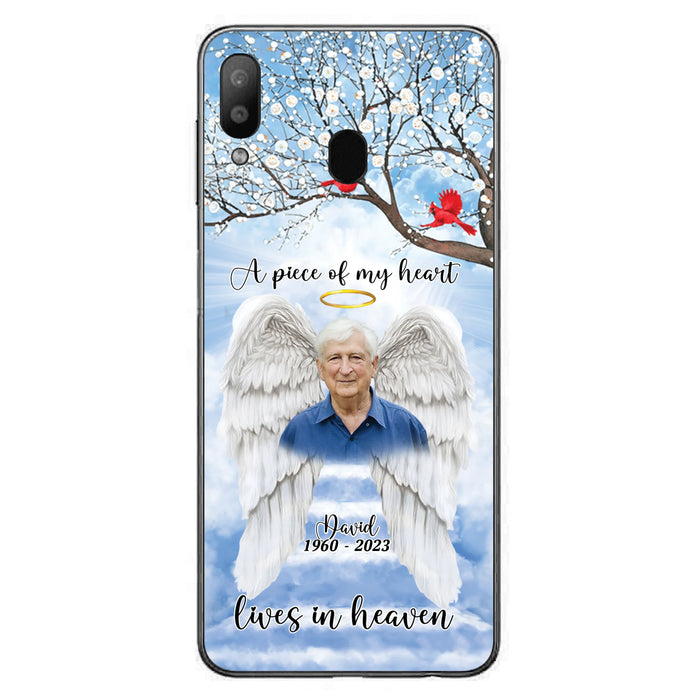Custom Personalized Memorial Wings Upload Photo Phone Case - Memorial Gift Idea - A Piece Of My Heart Lives In Heaven