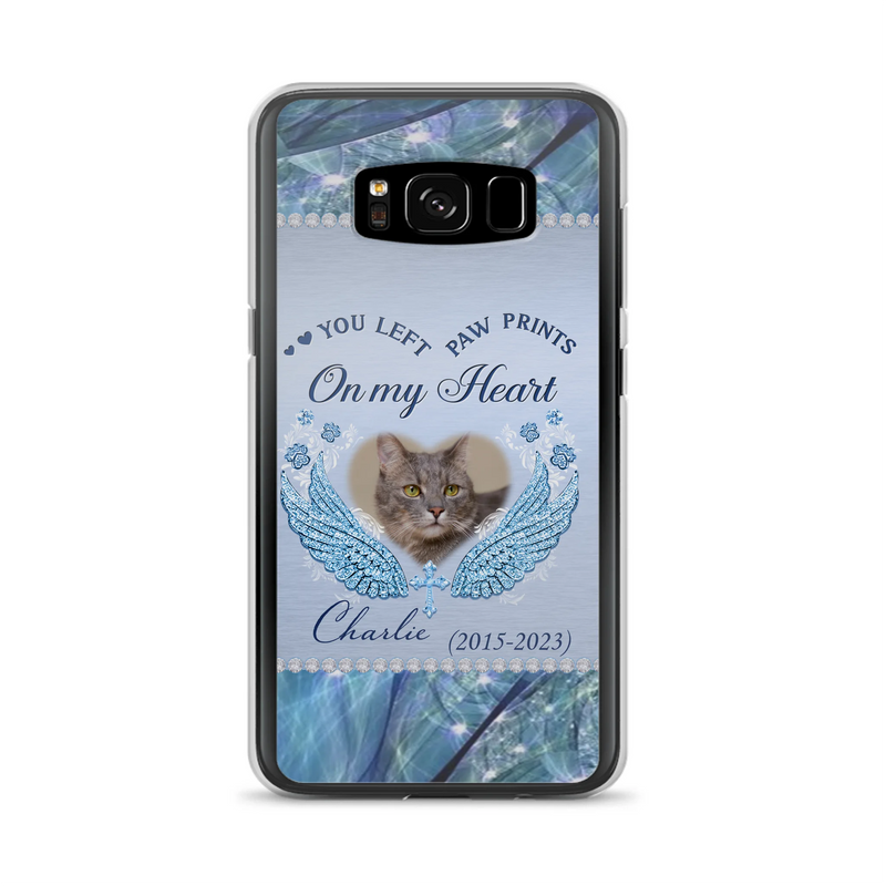 Custom Personalized Memorial Phone Case - Upload Photo - Memorial Gift Idea For Dog/ Cat Lover - You Left Paw Prints On My Heart - Case for iPhone/Samsung