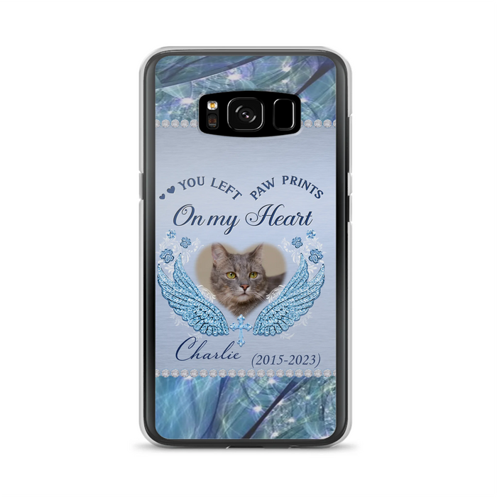 Custom Personalized Memorial Phone Case - Upload Photo - Memorial Gift Idea For Dog/ Cat Lover - You Left Paw Prints On My Heart - Case for iPhone/Samsung