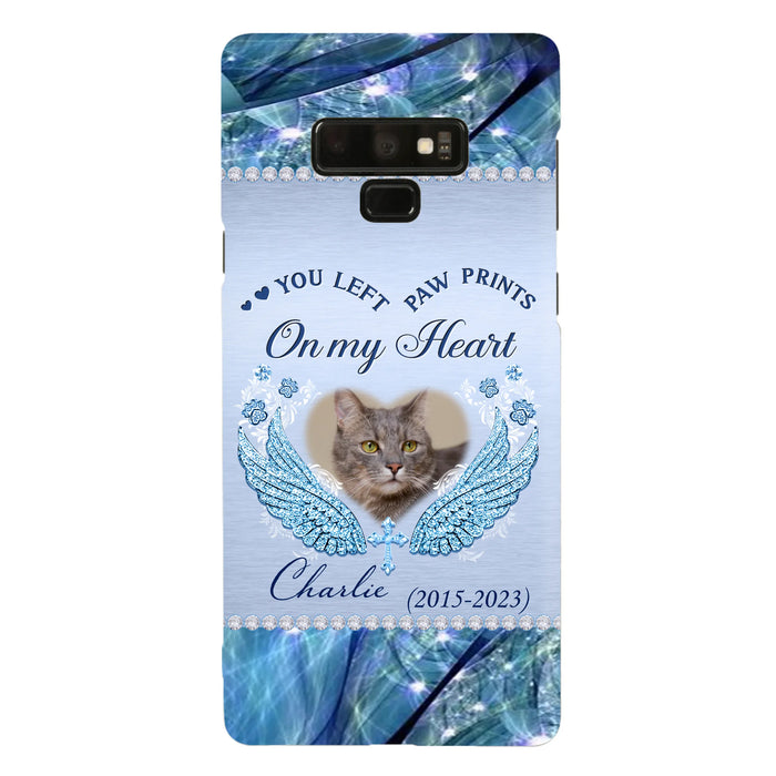 Custom Personalized Memorial Phone Case - Upload Photo - Memorial Gift Idea For Dog/ Cat Lover - You Left Paw Prints On My Heart - Case for iPhone/Samsung