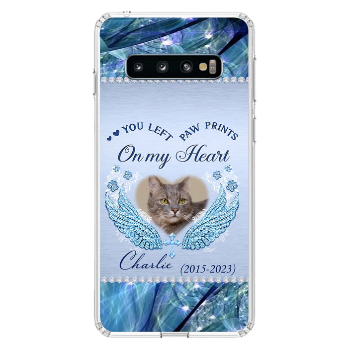 Custom Personalized Memorial Phone Case - Upload Photo - Memorial Gift Idea For Dog/ Cat Lover - You Left Paw Prints On My Heart - Case for iPhone/Samsung
