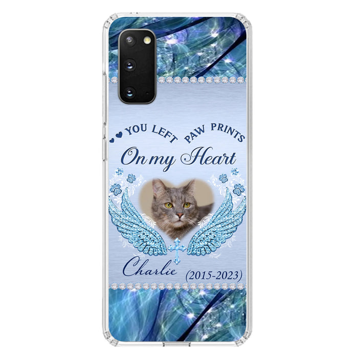 Custom Personalized Memorial Phone Case - Upload Photo - Memorial Gift Idea For Dog/ Cat Lover - You Left Paw Prints On My Heart - Case for iPhone/Samsung