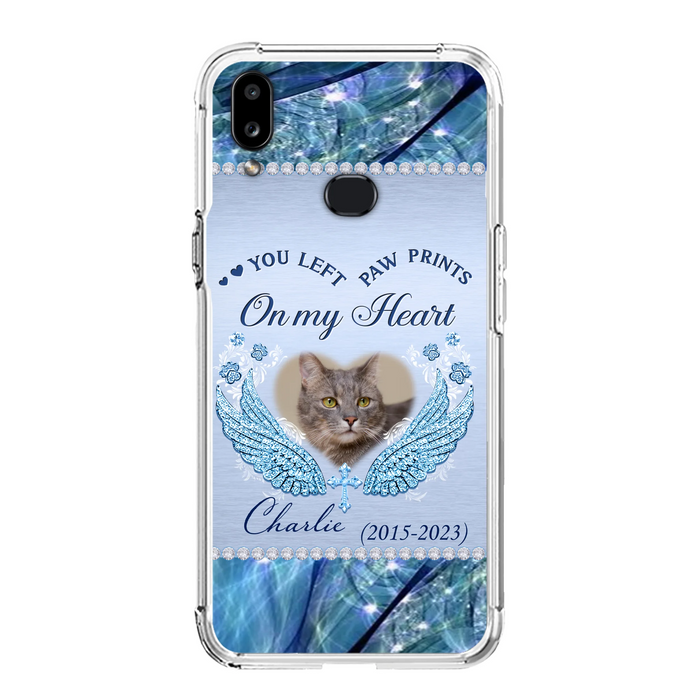 Custom Personalized Memorial Phone Case - Upload Photo - Memorial Gift Idea For Dog/ Cat Lover - You Left Paw Prints On My Heart - Case for iPhone/Samsung