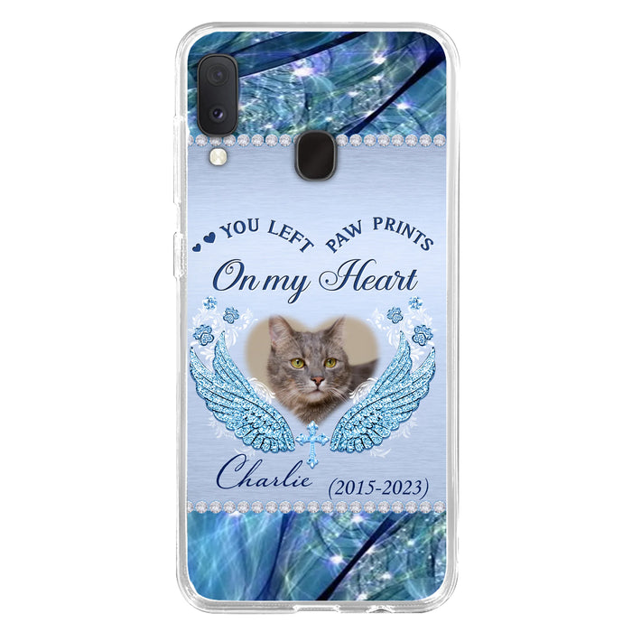 Custom Personalized Memorial Phone Case - Upload Photo - Memorial Gift Idea For Dog/ Cat Lover - You Left Paw Prints On My Heart - Case for iPhone/Samsung
