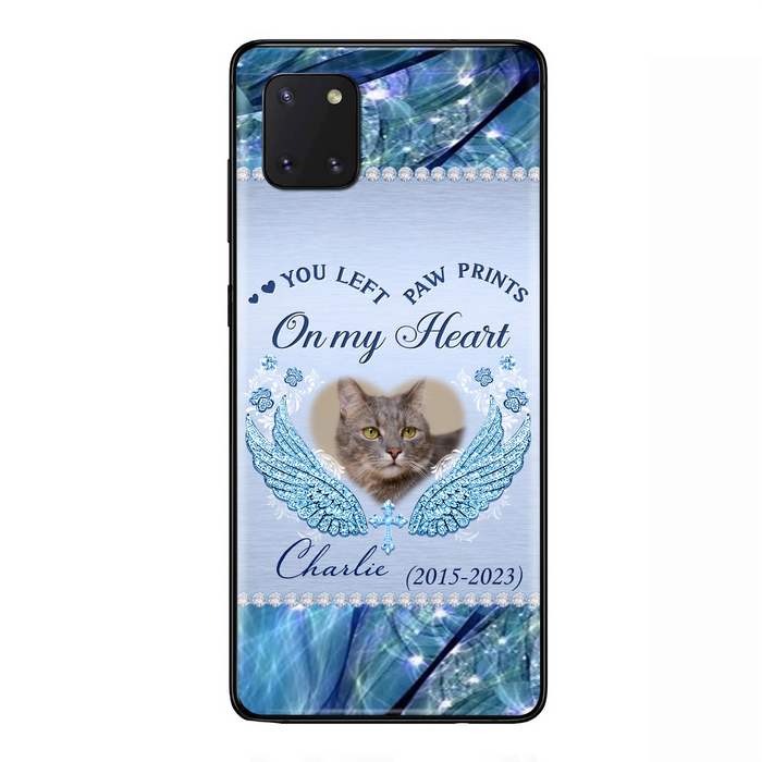 Custom Personalized Memorial Phone Case - Upload Photo - Memorial Gift Idea For Dog/ Cat Lover - You Left Paw Prints On My Heart - Case for iPhone/Samsung
