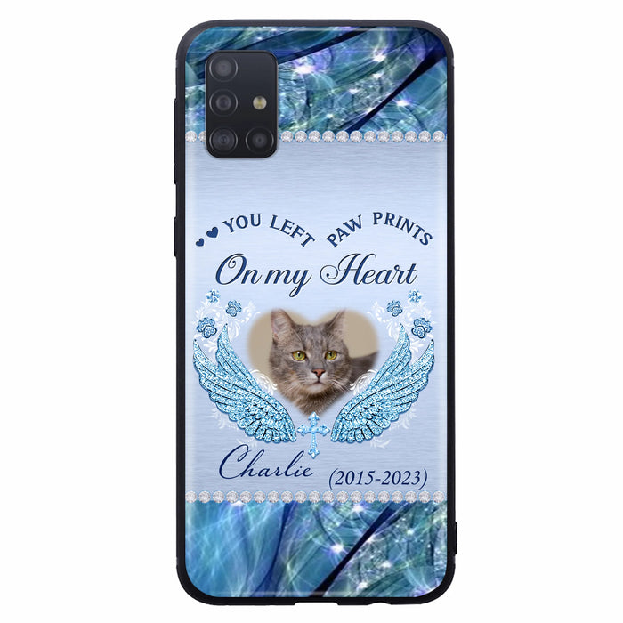 Custom Personalized Memorial Phone Case - Upload Photo - Memorial Gift Idea For Dog/ Cat Lover - You Left Paw Prints On My Heart - Case for iPhone/Samsung