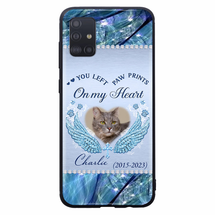 Custom Personalized Memorial Phone Case - Upload Photo - Memorial Gift Idea For Dog/ Cat Lover - You Left Paw Prints On My Heart - Case for iPhone/Samsung