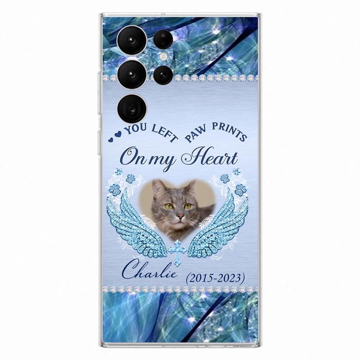 Custom Personalized Memorial Phone Case - Upload Photo - Memorial Gift Idea For Dog/ Cat Lover - You Left Paw Prints On My Heart - Case for iPhone/Samsung
