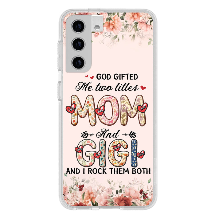 Personalized Grandma Phone Case - Up to 7 Kids & 7 Grandkids - Mother's Day Gift Idea for Grandma/Mom - God Gifted Me Two Titles - Case for iPhone/Samsung