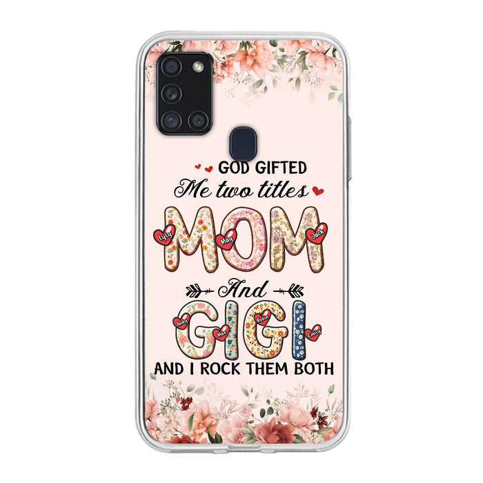 Personalized Grandma Phone Case - Up to 7 Kids & 7 Grandkids - Mother's Day Gift Idea for Grandma/Mom - God Gifted Me Two Titles - Case for iPhone/Samsung