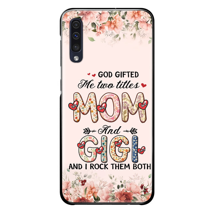 Personalized Grandma Phone Case - Up to 7 Kids & 7 Grandkids - Mother's Day Gift Idea for Grandma/Mom - God Gifted Me Two Titles - Case for iPhone/Samsung