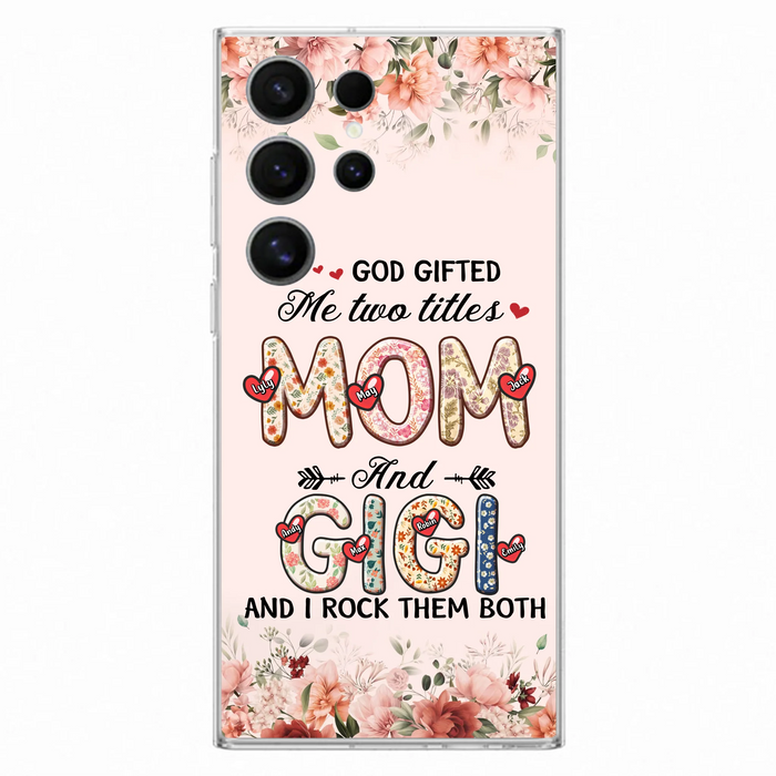 Personalized Grandma Phone Case - Up to 7 Kids & 7 Grandkids - Mother's Day Gift Idea for Grandma/Mom - God Gifted Me Two Titles - Case for iPhone/Samsung