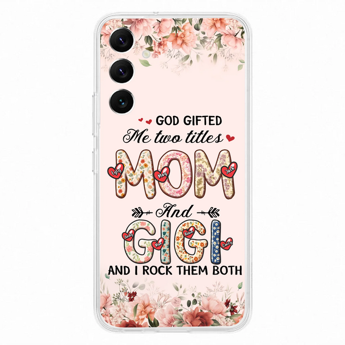 Personalized Grandma Phone Case - Up to 7 Kids & 7 Grandkids - Mother's Day Gift Idea for Grandma/Mom - God Gifted Me Two Titles - Case for iPhone/Samsung