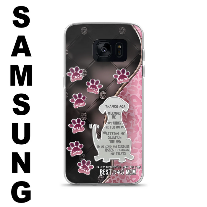 Personalized Memorial Dog Mom Phone Case - Memorial Gift Idea For Dog Lover - Up to 7 Dogs - Thanks For Loving Me - Case For iPhone/Samsung