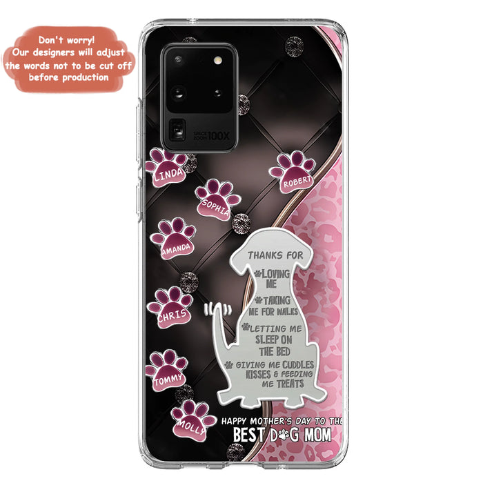 Personalized Memorial Dog Mom Phone Case - Memorial Gift Idea For Dog Lover - Up to 7 Dogs - Thanks For Loving Me - Case For iPhone/Samsung