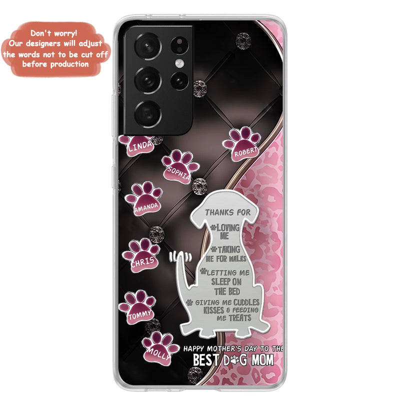 Personalized Memorial Dog Mom Phone Case - Memorial Gift Idea For Dog Lover - Up to 7 Dogs - Thanks For Loving Me - Case For iPhone/Samsung
