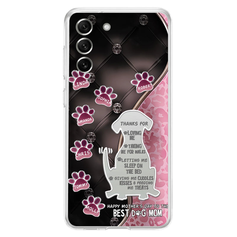 Personalized Memorial Dog Mom Phone Case - Memorial Gift Idea For Dog Lover - Up to 7 Dogs - Thanks For Loving Me - Case For iPhone/Samsung