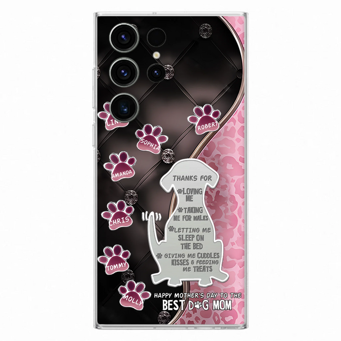 Personalized Memorial Dog Mom Phone Case - Memorial Gift Idea For Dog Lover - Up to 7 Dogs - Thanks For Loving Me - Case For iPhone/Samsung