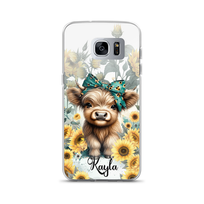 Teal Highland Cow Phone Case - Gift Idea For Grandma/Birthday -  Case For iPhone/Samsung