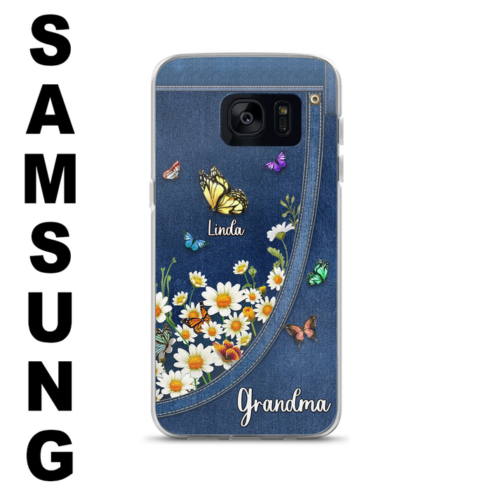 Personalized Daisy And Butterfly Grandma Phone Case - Gift Idea For Grandma - Up to 10 Kids - Case For iPhone/Samsung