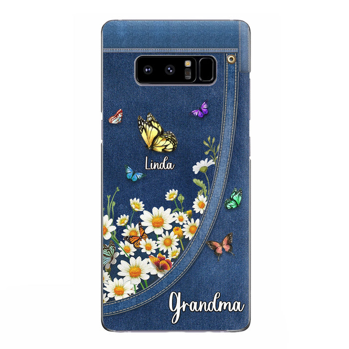 Personalized Daisy And Butterfly Grandma Phone Case - Gift Idea For Grandma - Up to 10 Kids - Case For iPhone/Samsung