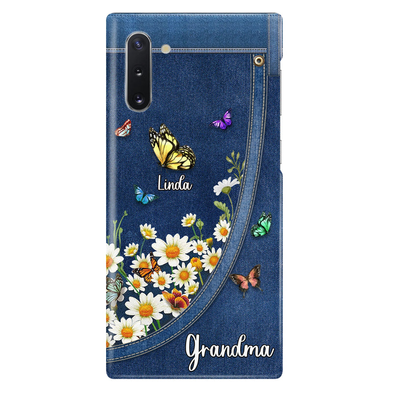 Personalized Daisy And Butterfly Grandma Phone Case - Gift Idea For Grandma - Up to 10 Kids - Case For iPhone/Samsung