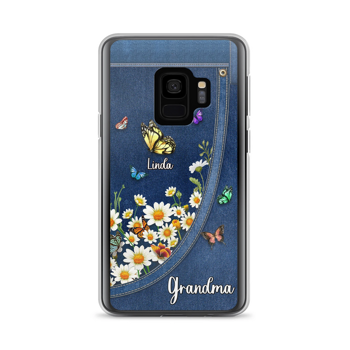 Personalized Daisy And Butterfly Grandma Phone Case - Gift Idea For Grandma - Up to 10 Kids - Case For iPhone/Samsung