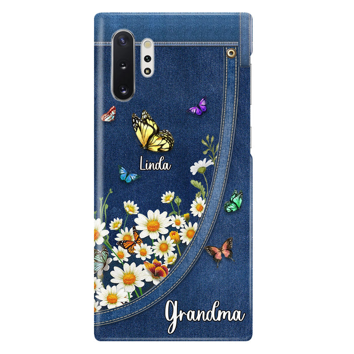 Personalized Daisy And Butterfly Grandma Phone Case - Gift Idea For Grandma - Up to 10 Kids - Case For iPhone/Samsung