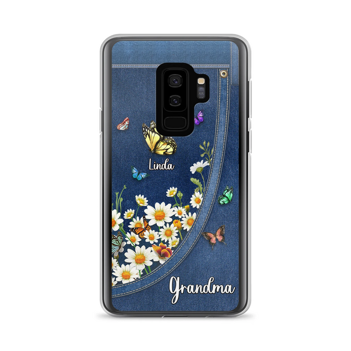 Personalized Daisy And Butterfly Grandma Phone Case - Gift Idea For Grandma - Up to 10 Kids - Case For iPhone/Samsung
