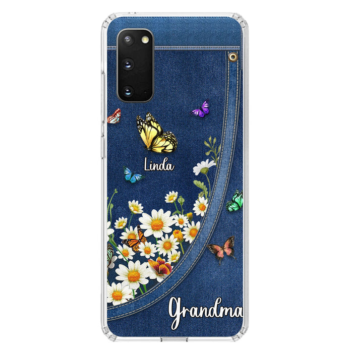 Personalized Daisy And Butterfly Grandma Phone Case - Gift Idea For Grandma - Up to 10 Kids - Case For iPhone/Samsung
