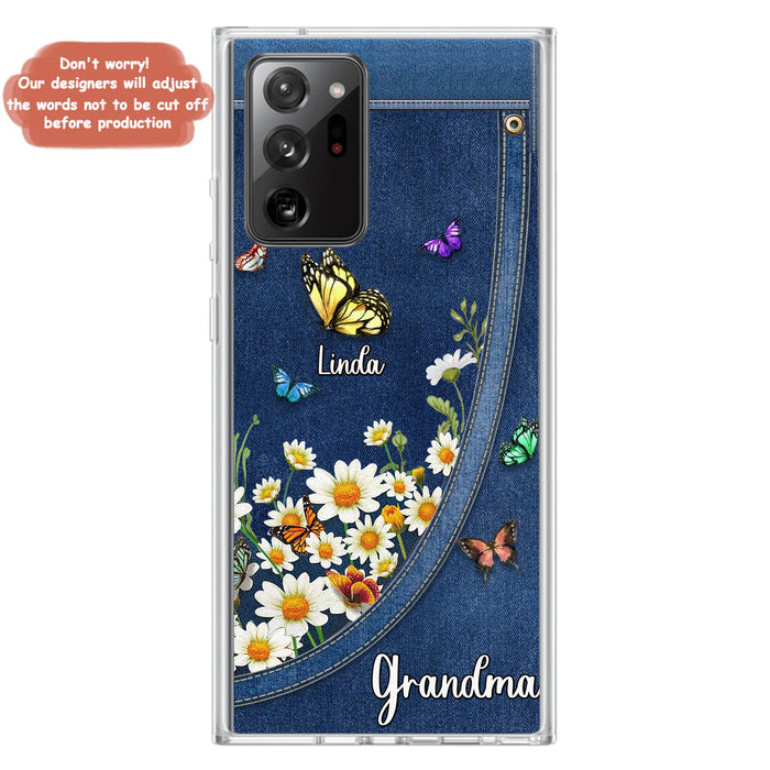 Personalized Daisy And Butterfly Grandma Phone Case - Gift Idea For Grandma - Up to 10 Kids - Case For iPhone/Samsung