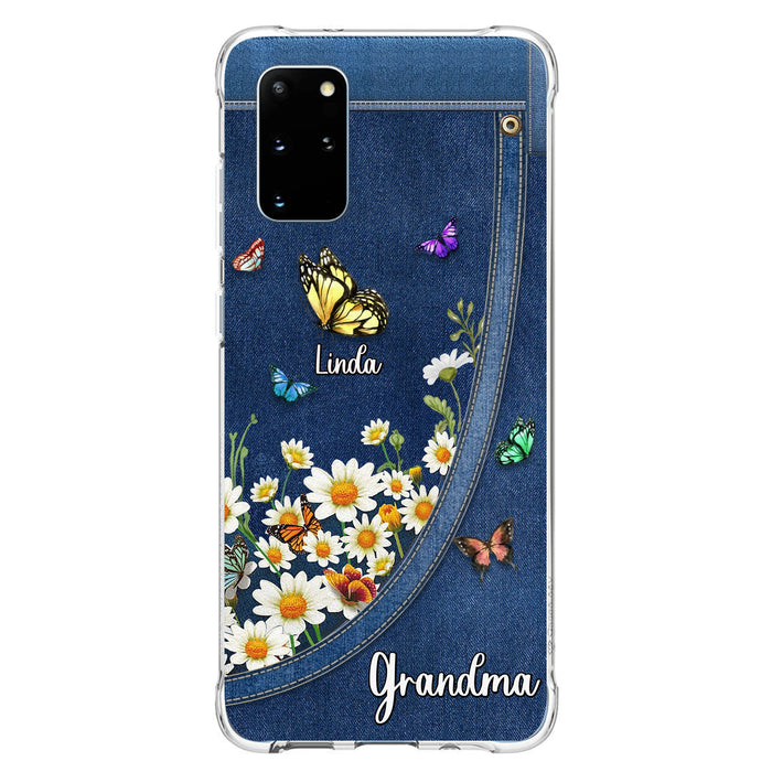 Personalized Daisy And Butterfly Grandma Phone Case - Gift Idea For Grandma - Up to 10 Kids - Case For iPhone/Samsung