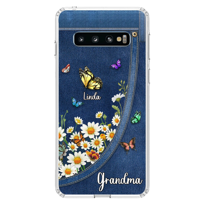 Personalized Daisy And Butterfly Grandma Phone Case - Gift Idea For Grandma - Up to 10 Kids - Case For iPhone/Samsung