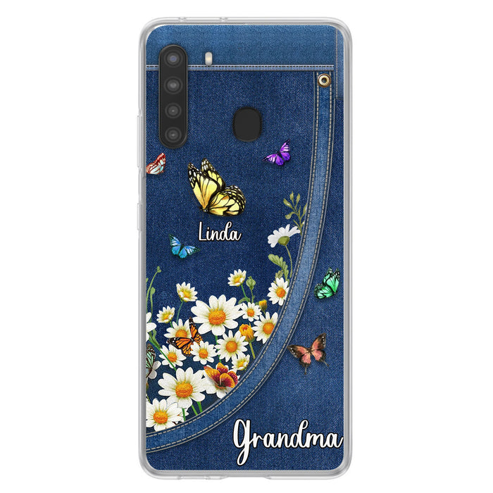 Personalized Daisy And Butterfly Grandma Phone Case - Gift Idea For Grandma - Up to 10 Kids - Case For iPhone/Samsung