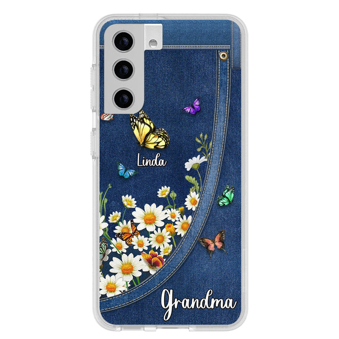Personalized Daisy And Butterfly Grandma Phone Case - Gift Idea For Grandma - Up to 10 Kids - Case For iPhone/Samsung