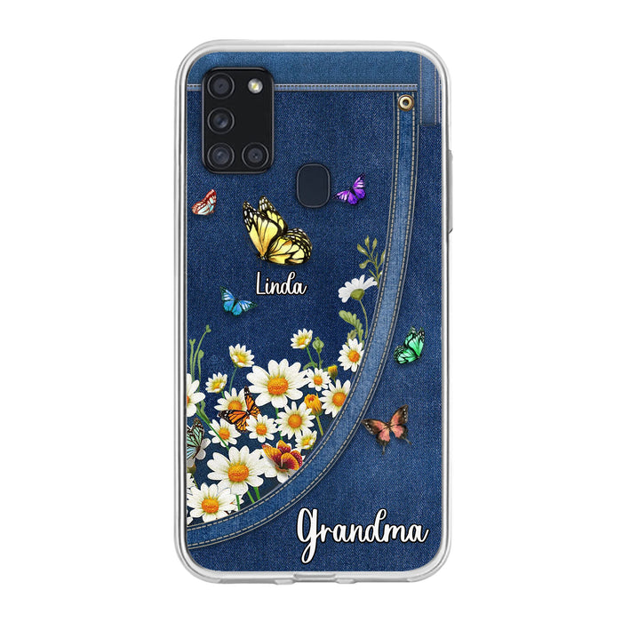 Personalized Daisy And Butterfly Grandma Phone Case - Gift Idea For Grandma - Up to 10 Kids - Case For iPhone/Samsung