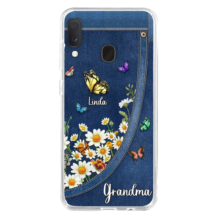 Personalized Daisy And Butterfly Grandma Phone Case - Gift Idea For Grandma - Up to 10 Kids - Case For iPhone/Samsung