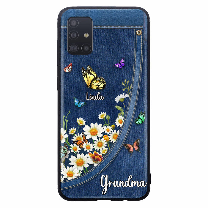 Personalized Daisy And Butterfly Grandma Phone Case - Gift Idea For Grandma - Up to 10 Kids - Case For iPhone/Samsung