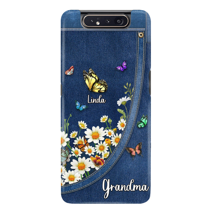Personalized Daisy And Butterfly Grandma Phone Case - Gift Idea For Grandma - Up to 10 Kids - Case For iPhone/Samsung