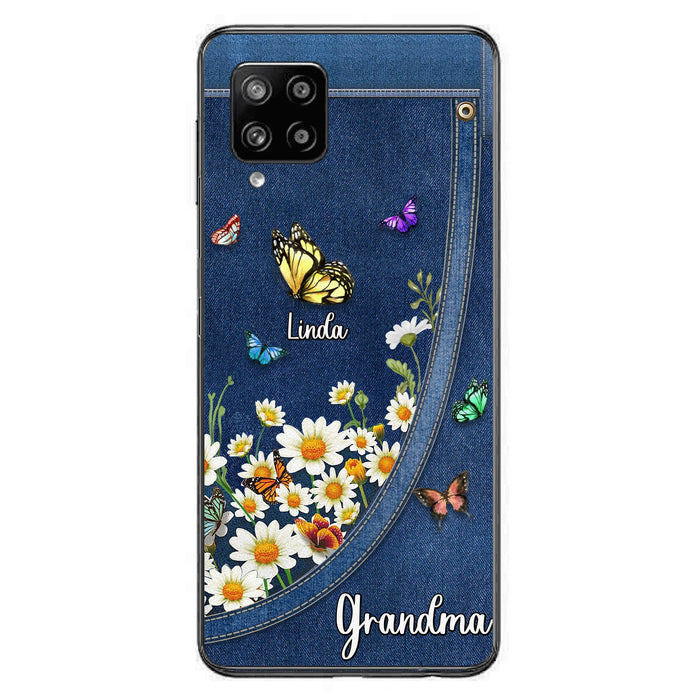 Personalized Daisy And Butterfly Grandma Phone Case - Gift Idea For Grandma - Up to 10 Kids - Case For iPhone/Samsung