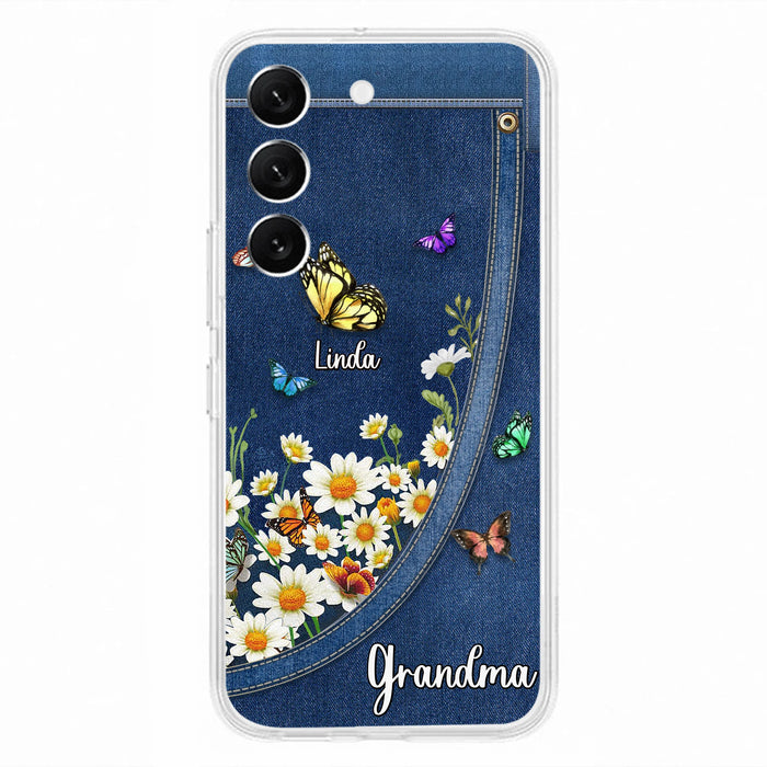 Personalized Daisy And Butterfly Grandma Phone Case - Gift Idea For Grandma - Up to 10 Kids - Case For iPhone/Samsung