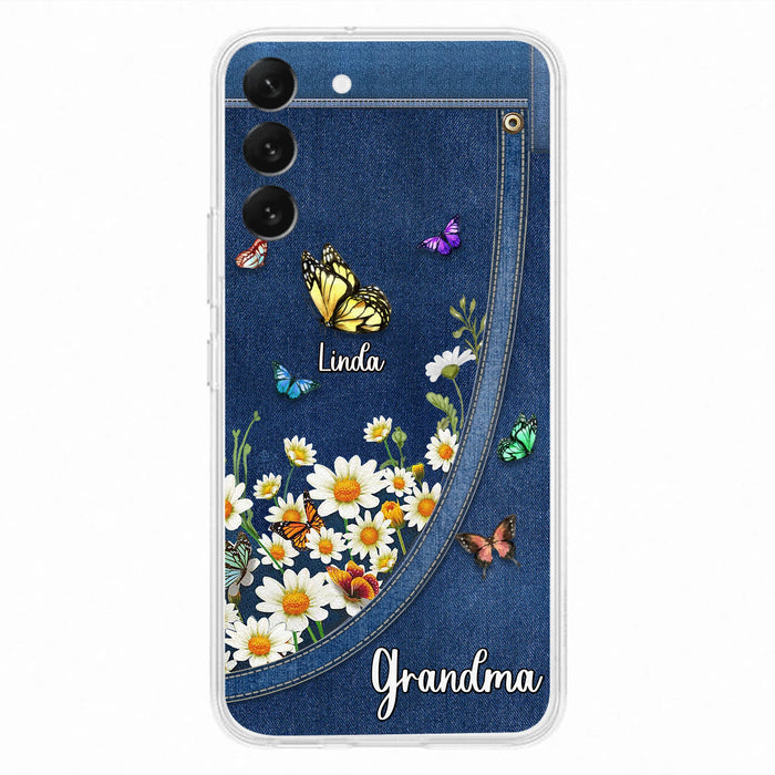 Personalized Daisy And Butterfly Grandma Phone Case - Gift Idea For Grandma - Up to 10 Kids - Case For iPhone/Samsung