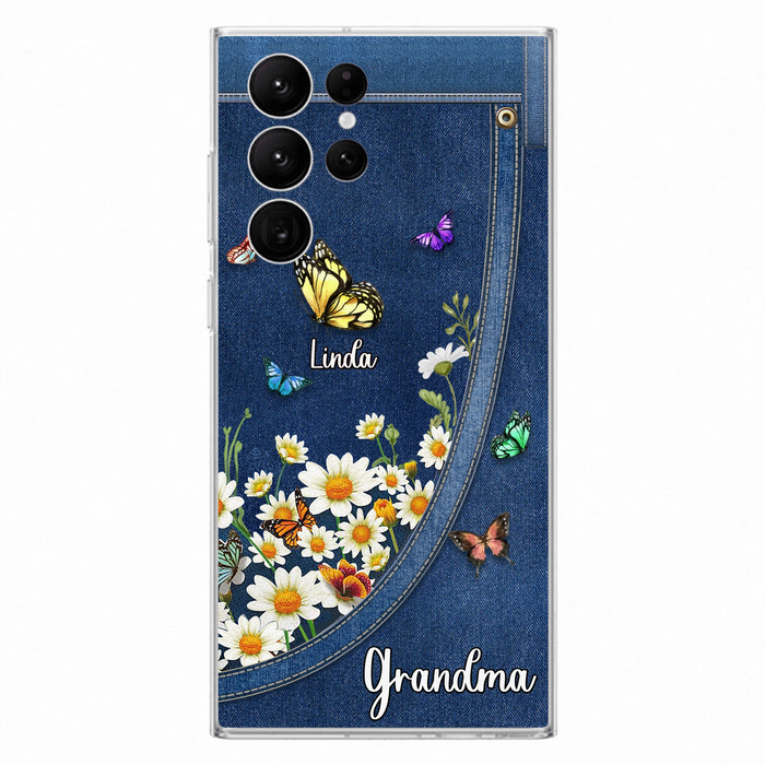 Personalized Daisy And Butterfly Grandma Phone Case - Gift Idea For Grandma - Up to 10 Kids - Case For iPhone/Samsung